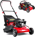 Lawn Mower Gas, Self Propelled 18-Inch 131cc Lawn Mowers & Tractors, 3-in-1 Gas-Powered Lawnmower with 50L Bag, Mulching and Side Discharge, Adjustable Cutting Height, Easy Start for Yards