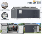 Metal Garage Shed 13x20x8.5' with Floor Frame Kit, Large Outdoor Storage Building Ultra-Reinforced Truss System, with Skylights Dual-Entry Steel Carport Workshop for Car Boat Big Tool Organization