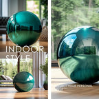 10 Inch Stainless Steel Gazing Globe, Hollow Ball Mirrored Surface Polished Shiny Sphere,Garden Stainless Steel Gazing Ball for Outdoor Lawn Pond Yard Ornament(Light Blue)