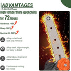 4Pcs 14 Inch Chainsaw Chain 3/8" LP Pitch .043" Gauge 52 Drive Links Compatible with EGO CS1400/1401, Makita XCU03, Worx WG384, Kobalt KCS 4040-06, Worx WG384, Ryobi - 49162749, R52 and More