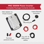 Cobra PRO 3000W Professional Grade Power Inverter, Portable – 3000-Watt Car Charger, 4 Grounded AC Outlets, 2 Fast Charge USB Ports and Remote Controller (CPIALCDG1) Included