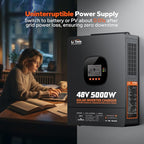 LiTime 5000W Pure Sine Wave Inverter, 48V DC to 120V AC Solar Hybrid Inverter Charger, Parallel Split-Phase for 240V, Build in 100A MPPT Solar Charger Controller for Home Backup, Off-Grid, Farm