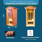 Saunas 901V Far Infrared Sauna, Outdoor Wooden Dry Sauna Low EMF (Outdoor/ 1P /Mahogany)