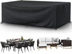 Patio Furniture Covers Outdoor Table Cover Waterproof Rectangular Patio Dining Table Cover Wind Dust Proof Anti-UV Garden Sectional Couch-Cover Table and Chair Set Covers 80"L x 40"W x 29"H Black