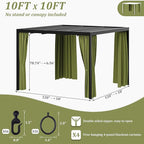 Gazebo Universal Replacement Privacy Curtain,10'×10' Gazebo Outdoor Waterproof Curtains, 4-Panels Sidewall Curtains with Double Zipper for Patio Canopy, Garden and Backyard (Curtain Only)