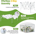 AMERLIFE 10×10×8.5 FT Pop-up Greenhouses for Outdoors Indoor with Adjustable Sturdy Frame, Portable Walk in Greenhouse with 2 Roll-up Zipper Doors, Windows and PE Cover, White