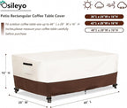 Outdoor Patio Coffee Table Cover, Waterproof Rectangular Patio Side Table Cover,Patio Furniture Covers,48 x 28 x 16 inch,Beige & Brown
