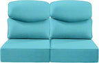 Luxury 24x24x6 Inch Smile Outdoor Seat Cushions Set of 2 - Superior Comfortable Water-Repellent Patio Chair Cushion for Porch Rattan Dining Glider Loveseat Sectional Sofa - Turquoise