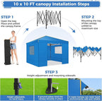 COBIZI Canopy Tent, 10x10 Pop Up Canopy Tent with Sidewalls and Roll-up Ventilated Windows with Mosquito net, Ez Outdoor Commercial Instant Gazebo Tent for Party Waterproof with Carrybag