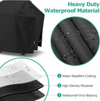 SunPatio Barbecue Grill Cover 65 Inch, Outdoor Heavy Duty Waterproof Charcoal Gas Grill Cover, Fade Resistant, All Weather Protection Compatible for Weber Charbroil Nexgrill and More, Black