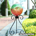 VCUTEKA Gazing Ball, Glass Gazing Balls Sphere for Garden Lawn Outdoor Ornament Yard Decorative, Red Swirl, 10"