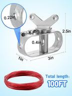 Pool Cover Cable & Winch Kit - 100ft Plastic Coated Steel Wire & Heavy Duty Zinc Alloy Spring Loaded Ratchet for Above Ground Swimming Pool Winter
