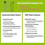 2000W Submersible Immersion Water Heater for Hot Tub & Pool – Portable Electric Heater with Wifi Timer Plug, and Auto Shut Off for Bathtub, Above Ground Pool, Baptism pool, and Baptistry