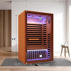 Far Infrared Sauna Home Sauna Indoor Sauna for 2 Person, 7 Color LED Dry Sauna Room with Low EMF 1950W for Home Gym, Canadian Hemlock Wood