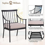 Sophia & William 7 Pieces Patio Dining Set with 6 Metal Chairs and Expandable Rectangular Dining Table for 6-8 People, Outdoor Conversation Furniture Set with Seat Cushions for Porch Yard Deck