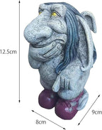 Gray Resin Thinking Gnome Troll Sculpture, Garden Statue Decor for Outdoor Patio Halloween, Christmas Decorations, Parties and Events