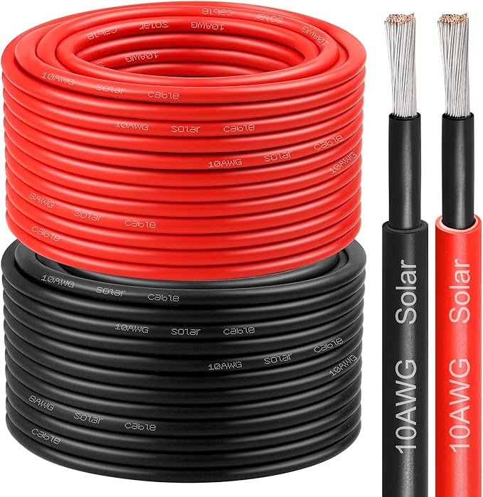 10 AWG Solar Cable 150FT Red + 150FT Black Tinned Copper Wire, 10 Gauge Solar Panel Wire for RV, Automotive, Trailer, Marine, Outdoors