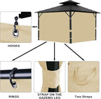 Gazebo Universal Replacement Privacy Curtain, 10'X12' Gazebo Curtains Outdoor Waterproof, 4-Panels Sidewall with Zipper for Patio, Garden and Backyard (Only Curtains, 10'X12', Khaki)