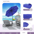 Midtown Umbrellas 10-Year-No-Fade - 8 Ft - UV Proof Royal Blue Polyester Fabric - Umbrella Outdoor Patio, Auto-Tilt Aluminum Frame Patio Umbrella for Garden, Pool & Deck - Black Pole