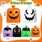 Qilery 6 Pcs Halloween Leaf Lawn Bags Plastic Pumpkin Trash Bags for Leaves with Twist Ties for Halloween Yard Garden Outdoor Party Favors Decorations