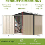 Outdoor Metal Shed,6×4 FT Metal Shed with Peaked Roof and Lockable Double Doors,Waterproof Outdoor Tool Storage Clearance for Backyard,Garden,Brown
