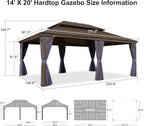 PURPLE LEAF 14' X 20' Outdoor Hardtop Gazebo Patio Wide Aluminum Frame Metal Double Roof with Heavy Duty Netting and Curtains for Permanent Hard Top Pavilion Screen, Navy Blue