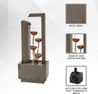 XBrand Metal Sculptural Multi-Tiered Flower Water Fountain, No LED Lights, Gray and Bronze, 38" Tall