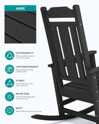 SERWALL Outdoor Rocking Chair Black Set of 4