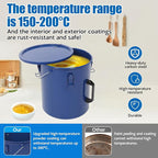 6 Gallon Commercial Fryer Oil Bucket with Lid, Fryer Grease Bucket, Coated Carbon Steel Fryer Oil Container with Rubber Seal, Rustproof, Leakproof, Filter Bag for Hot Cooking Oil Filteringm, Blue