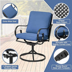 MELLCOM Patio Swivel Chair Set of 4, Heavy Duty Outdoor Dining Chairs with Thickened Cushions, Metal Patio Chairs Gentle Rocker for Outside, Garden Lawn & Porch, Backyard, Blue