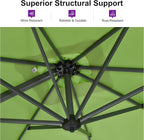 PURPLE LEAF 10 Feet Patio Umbrella Outdoor Cantilever Square Umbrella Aluminum Offset Umbrella with 360-degree Rotation for Garden Deck Pool Patio Apple Green
