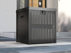 51 Gallon Resin Delivery Box for Outside, Lockable Secure Package Bin for Front Porch, Large Deck Boxes Outdoor Waterproof, Delivery Driver Snack Box for Porch, Black