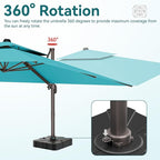 9x12 FT Patio Umbrella with base, Large Cantilever Rectangular Double Top Heavy Duty Offset Umbrellas with 360° Rotation, Outdoor shade for Garden Deck Pool, Turquoise