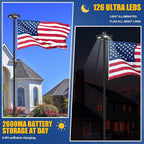 20FT Black Heavy Duty Flag Pole Kit with 3x5 Ft American Flag & Solar Light - 12 Gauge Aluminum Tubing, Resistance High Winds, Hardware Flagpole Set for Residential Commercial Outdoor Ready