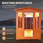 Outdoor Sauna 4 Person Dry Infrared Sauna with Red Light Wood Personal Spa Room Low-EMF 2600W 240V Abysmal Lamp Bluetooth Speakers 62.2"x46.9"x81.9"