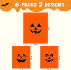 JOYIN 6 Pcs Halloween Pumpkin Leaf Bags, Plastic Lawn Bags for Yard Fall Leaf Halloween Decorations, Jack o' Lantern Reusable Trash Bag for Decor Party Favors, Party Supplies