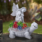 Solar Fairy Garden Statue, Angel Fairy on Solar Turtles for Outdoors with LED Lights, Garden Angels Outdoor Statue, Balcony Lawn Yard Decor Gift for Mom Grandma