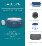 Bestway SaluSpa Milan AirJet 4 to 6 Person Inflatable Hot Tub Round Portable Outdoor Spa with 140 AirJets and EnergySense Energy Saving Cover, Blue