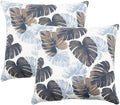 2 Pack Outdoor Throw Pillows 26x26 Inch Water-Resistant Decorative Pillow Cushions with Insert for Patio Garden Porch, Blue Leaves