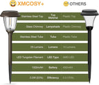 XMCOSY+ Solar Lights Outdoor 10/25 LM LED with 2 Lighting Modes, Solar Garden Lights Glass and Metal, IP65 Waterproof Solar Powered for Yard Pathway Walkway Driveway Patio (6 Pack, Warm White)