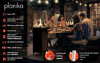 Planika Faro Propane Patio Heater 59" 32,000 BTU Modern Freestanding Glass Tower with Wheels, Smokeless 360° Flame, Cover & Regulator Included for Commercial & Residencial Outdoor Spaces