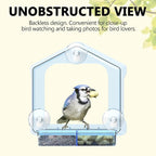 LUJII Blue Window Bird Feeder for Outside, All One Piece Design Non-breakable, Accommodates Large Birds Like Cardinals or Blue Birds, Lift-up Tray for Easy Cleaning & Refilling