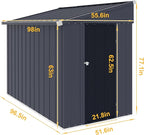 BlueWish 4'x8' Metal Storage Shed, Lean-to Tool Shed with Galvanized Sloped Roof, Small Shed Kit with Built in Vents, Patio Garden Outdoor Storage Shed for Utility Tool Storage