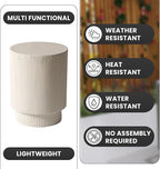 LeisureMod Modern Side Table Round Fiberstone Top Accent End Table for Home, Outdoor Patio, Living Room Sofa, Weather-Resistant, Eden Series in White