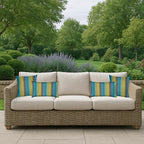 RSH DECOR: Sunbrella Square Throw Pillows Set of 4 | 20" x 20" | Water and Fade-Resistant Performance Fabric | Outdoor Pillow Covers with Down-Alternative Inserts | Astoria Lagoon