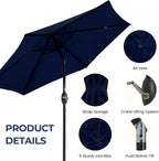 SUNVIVI OUTDOOR Outdoor Patio Umbrella, Patio Umbrella, Market Umbrella, Large Outdoor Umbrella, Metal Pole Umbrella with Push Button Tilt and Crank, Polyester Canopy