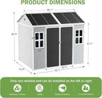 8x6x7 FT Resin Storage Shed, Waterproof Outdoor Shed w/Floor Included, 2 Windows, Double Lockable Doors & Vents,Outside Plastic Tool Sheds for Garden, Lawn, Backyard, Dove Grey