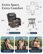 HILLGA Luxury Patio Furniture Set with 6-Inch Thick Cushions, High Back Outdoor Swivel Rocker Chairs and Table, 6-Piece All Weather Conversation Set for Porch Deck Balcony Yard, Dark Grey (V3)
