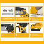 6 Inch Mini Chainsaw for Dewalt Battery 20v, Battery Powered(No Battery Included), Auto-Oiler, Brushless Hand-held Chain Saw with Safety Kit and Carrying Case for Wood Cutting,Tree Trimming/Pruning