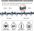 12 Inch Chainsaw Chain 1/4 Pitch .043" Gauge 64 Drive Links Semi-Chisel Chain Saw Chains for Husqvarna, Poulan, Craftsman, Greenworks and More Chainsaw Brands(3 Packs)(40T-6)